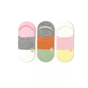 Katia & Bony Kadın Tavşan Baskılı 3'lü Görünmez Babet Çorap Çok Renkli