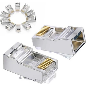 100 Adet - Cat5 Cat6 Metal Konnektör Jack 8P8C RJ45 Ağ Bağlantı Konnektörü