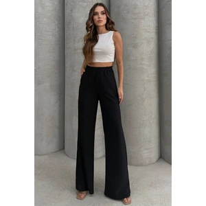 Lesa Wear Yumuşacık Yüksel Bel Geniş Paça Likralı Jarse Pantolon Flared