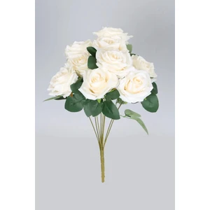 Yapay 9lu Lüx  Kat Kat Iri Lodos Gül Demeti Beyaz