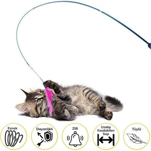 GK7 Store Teleskopik Zilli ve Tüylü Kedi Oyuncağı