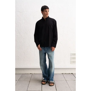 Oversize Dökümlü Hafif Keten Gömlek