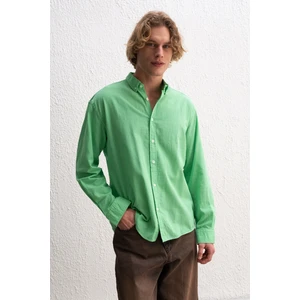 Oversize Dökümlü Hafif Keten Gömlek