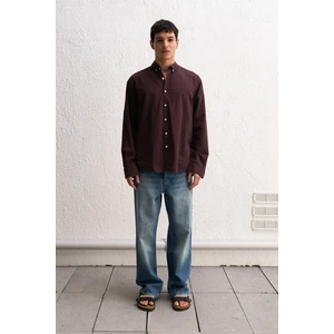 Oversize Dökümlü Hafif Keten Gömlek