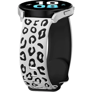 Huawei Watch Gt Gt2 Gt3 Gt4 42mm/Magıc 2/Amazfit 20mm Kordon Leopar Desen Yumuşak Silikon Kordon