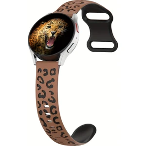 Huawei Watch Gt Gt2 Gt3 Gt4 42mm/Magıc 2/Amazfit 20mm Kordon Leopar Desen Yumuşak Silikon Kordon