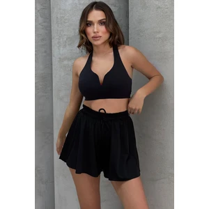 Lesa Wear Yüksel Bel Bol Kesim Etek Görünümlü Taytlı Spor Şort