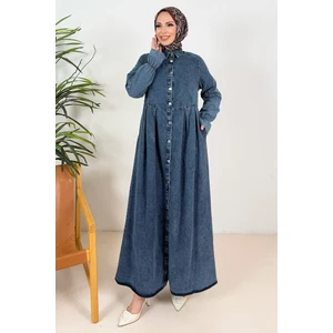 Ander Kol Ucu Fırfırlı Kot Elbise 1375 - Açık Mavi