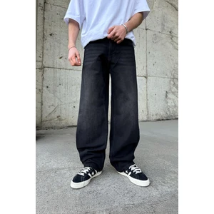 Çizgili Super Siyah Baggy Jean