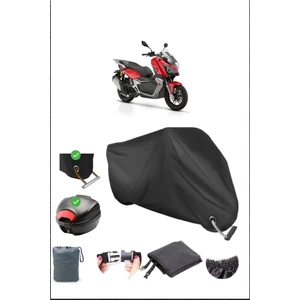 Rks Reale 125 Için Arka Çanta ve Kilit Uyumlu Siyah Motosiklet Branda, Güvenli