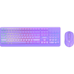 KM-1500 Mor Kablosuz Rainbow Aydınlatmalı Q Multimedia Klavye + Mouse Set