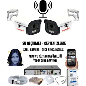 2 Kameralı Sesli 5mp Sony Lens Gece Renkli Araç ve Yüz Tanımalı Kamera Sistemi