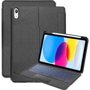 Apple iPad  (11. Nesil) A16 2025 Uyumlu Mag Touchpad Blutooth Işıklı Standlı Klavyeli Kılıf