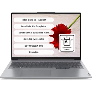 Thinkbook 16 21KH001ETR I5-1335U 16GB 512GB SSD O/b Intel UHD 16" Dos Gri Notebook