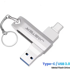 Jaster 128Gb. Type-C ve Usb 3.0 Hızlı Usb Flash Bellek Otg Çift Girişli Metal Sağlam ve Orjinal