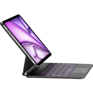 Apple iPad Air 13INÇ M3 Çipli 2025 Uyumlu Magic Uyumlu Touchpad Işıklı Klavyeli Kılıf
