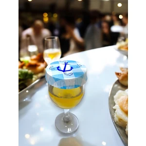 Deniz Çapası Desenli Kağıt Bardak Kapağı 75 mm 100 Adet