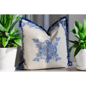 Mof Home Collection Mofhomecollection Keten Üstü Dijital Baskı Saçak Kırlent Kılıfı