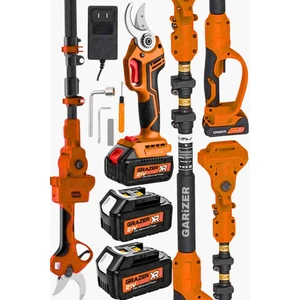 Alman 21 V 3.0 Ah Akülü Bağ Dal Ağaç Budama Şarjlı Makası Makas Makinesi + Teleskop Uzatma