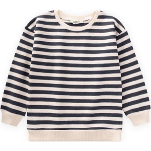 Balıksırtı Çizgili Triko Sweatshirt 2-10 Yaş Antrasit