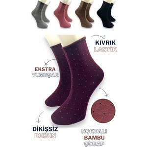 Ciho Socks Ciho socks Premium 5 Çift Bambu Kadın Dikişsiz Puanlı Lastiksiz Roll Top Iz Bırakmaz Soket Çorap