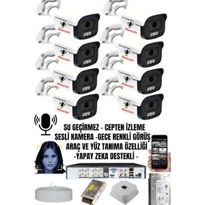 8 Kameralı Sesli 5mp Sony Lens Gece Renkli Araç ve Yüz Tanımalı Kamera Sistemi