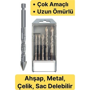Ctn Paltava -Elmas Ahşap Metal Sac Demir Çelik Delebilen Çok Amaçlı Matkap Ucu Seti 5 Parça Kırılmaz
