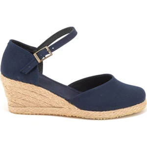 Star Tombis Elişi Topuğu Kapalı Bilekten Bantlı Keten Espadril Dolgu Topuk Handmade