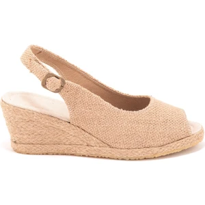 Star Tombis Elişi Burnu Açık Arkası Bantlı Dolgu Topuk Keten Hasır Espadril Handmade