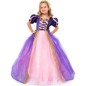 Rapunzel Kostümü Tarlatanlı - Prenses Rapunzel Elbisesi Çocuk Kostümü