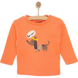Basic Köpek Desenli Interlok  Uzun Kol Tshirt Kız Bebek