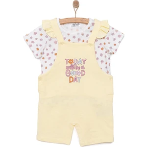 Hellobaby Basic Kız Good Day Baskılı Şort Salopet-Tshirt Kız Bebek