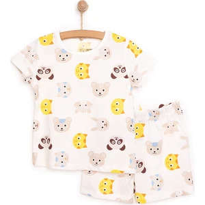 Hellobaby Erkek Kısa Kol Hayvan Desenli Bisiklet Yaka Pijama Takımı