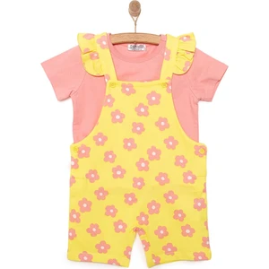 Hellobaby Kız Çiçek Desenli Şort Salopet-Tshirt Kız Bebek