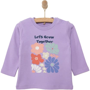 Hellobaby Basic Çiçek Desenli Interlok Uzun Kol Tshirt Kız Bebek
