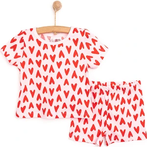 Hellobaby Kısa Kol Kalp Desenli Bisiklet Yaka Pijama Takımı