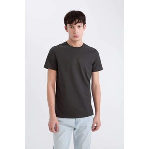 %100 Pamuk Slim Fit Dar Kesim Bisiklet Yaka Baskılı Kısa Kollu Tişört D5566AX25SP
