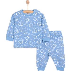 Hellobaby Uzun Kol Bisiklet Yaka Uzay Desenli Pijama Takımı
