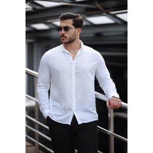 Bien Pamuk Keten Erkek Gömlek Uzun Kol Klasik Stil Ekru Renk ile Gün Boyu Konfor