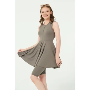 Kadın Yazlık Kloş Etekli Yarı Kapalı Mayo Su İtici Örme Kumaş ile