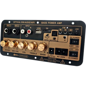 D50 Amplifikatör Kurulu Optik Ses Bluetooth Amp USB Fm Radyo Tf Çalar Dıy Derin Bas Hoparlörü Ev Araba Için-Ab Tak (Yurt Dışından)