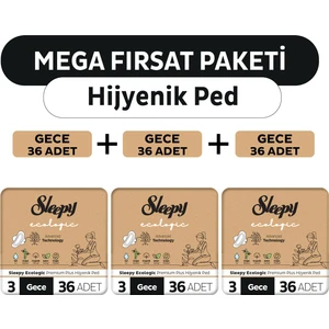 Ecologic Premium Plus Hijyenik Ped Mega Fırsat Paketi Gece 108 Adet