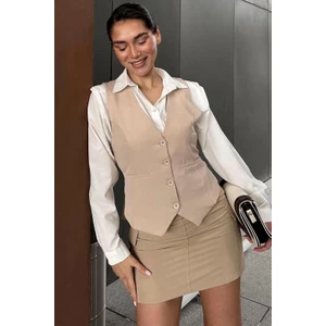 Taş Rengi  Kadın Yelek MG2332