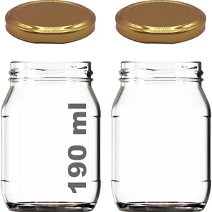 190 ml Metal Gold Kapaklı Konserve Kavanozu 190 cc Şeffaf Bebek Mama Kavanoz 2 Adet