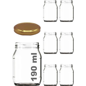 190 ml Metal Gold Kapaklı Konserve Kavanozu 190 cc Şeffaf Bebek Mama Kavanoz 6 Adet