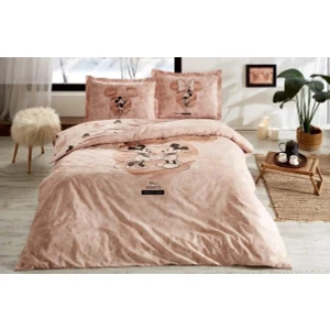 Fitted Lastikli Çift Kişilik Nevresim Takımı Pudra Mickey Effect 3653