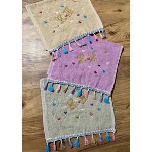 3 Adet Pamuklu Kelebek Kalp Nakışlı Hediyelik, Çeyizlik 30 x 50  cm  Mutfak Havlusu