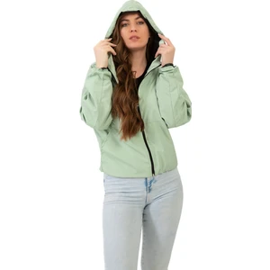 Kadın Su Yeşili Kapüşonlu Su ve Rüzgar Geçirmez Oversize Yağmurluk  Rüzgarlık Y20