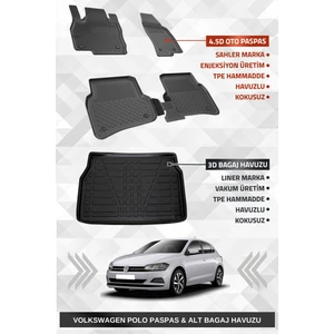 Volkswagen Polo 2017-2025 Uyumlu 4.5d Premium Havuzlu Paspas ve Liner Marka 3D Bagaj Havuzu