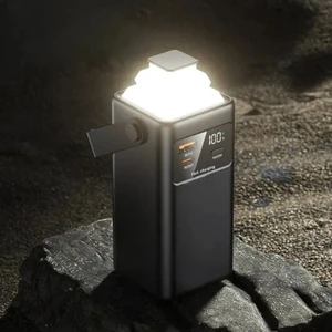 24.000mAh Dijital Göstergeli Taşınabilir Kulplu 22.5W Hızlı Şarjlı Dahili Kablolu LED Fenerli Powerbank Type-C, Lightning, USB Hafif Askı Aparatlı Kamp Uyumlu Dayanıklı